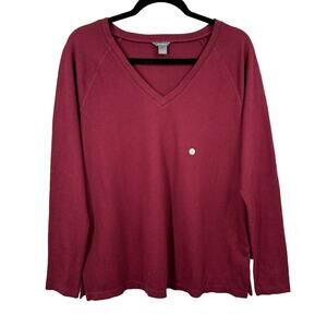 Eddie Bauer‎ Women's Long Sleeve V-Neck T-Shirt Medium NWT Berry